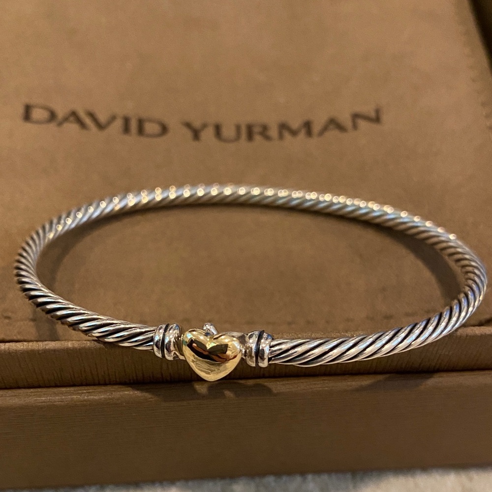 David Yurman Cable Collectibles Heart Bracelet with 18K Gold Heart, 3mm